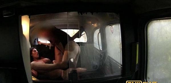  Massive boobs Ava fucked with a pervert driver inside a cab